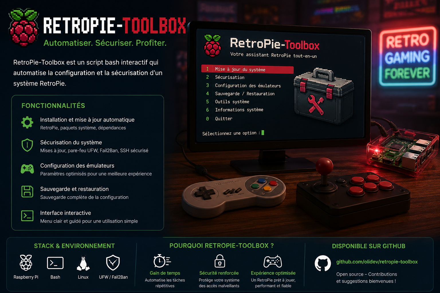 Aperçu du projet RetroPie Toolbox
